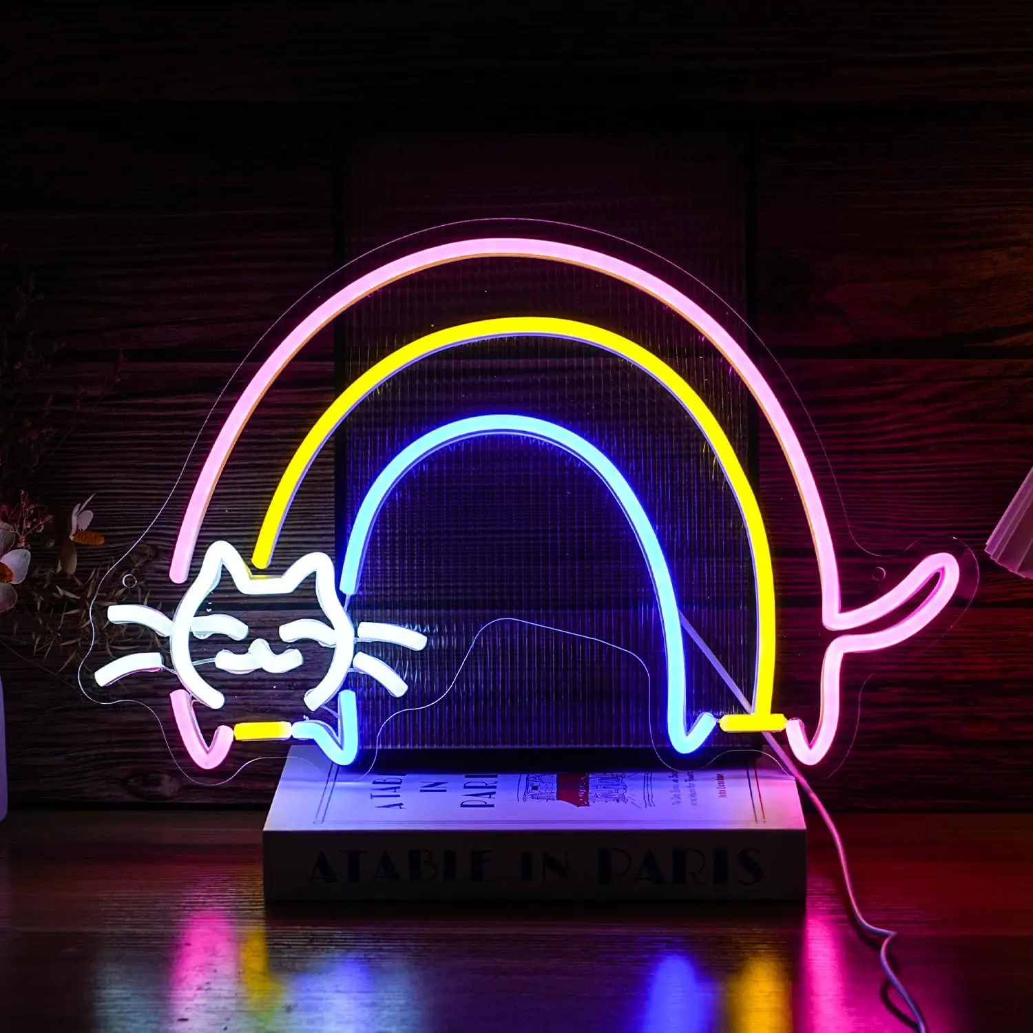 USB Dimmable Rainbow Cat Neon Sign Cute Led Wall Light for Bedroom Cat Cafe Bar Home Art Wall Decor
USB Dimmable Rainbow Cat Neon Sign Cute Led Wall Light for Bedroom Cat Cafe Bar Home Art Wall Decor