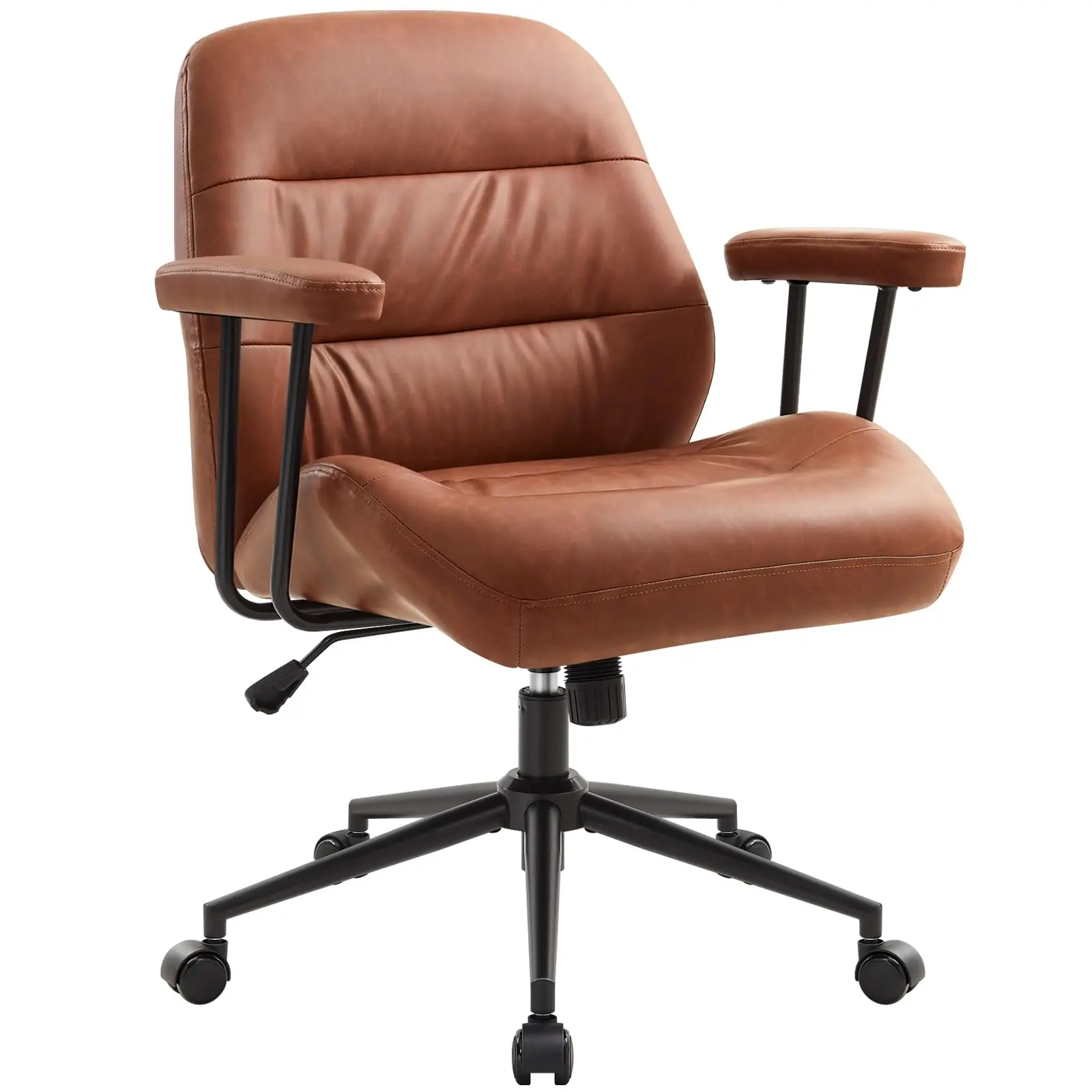 Brown PU Leather Office Chair With Adjustable Height Lumbar Support 360° Swivel Mid-Back Ergonomic Task Chair
Brown PU Leather Office Chair With Adjustable Height Lumbar Support 360° Swivel Mid-Back Ergonomic Task Chair