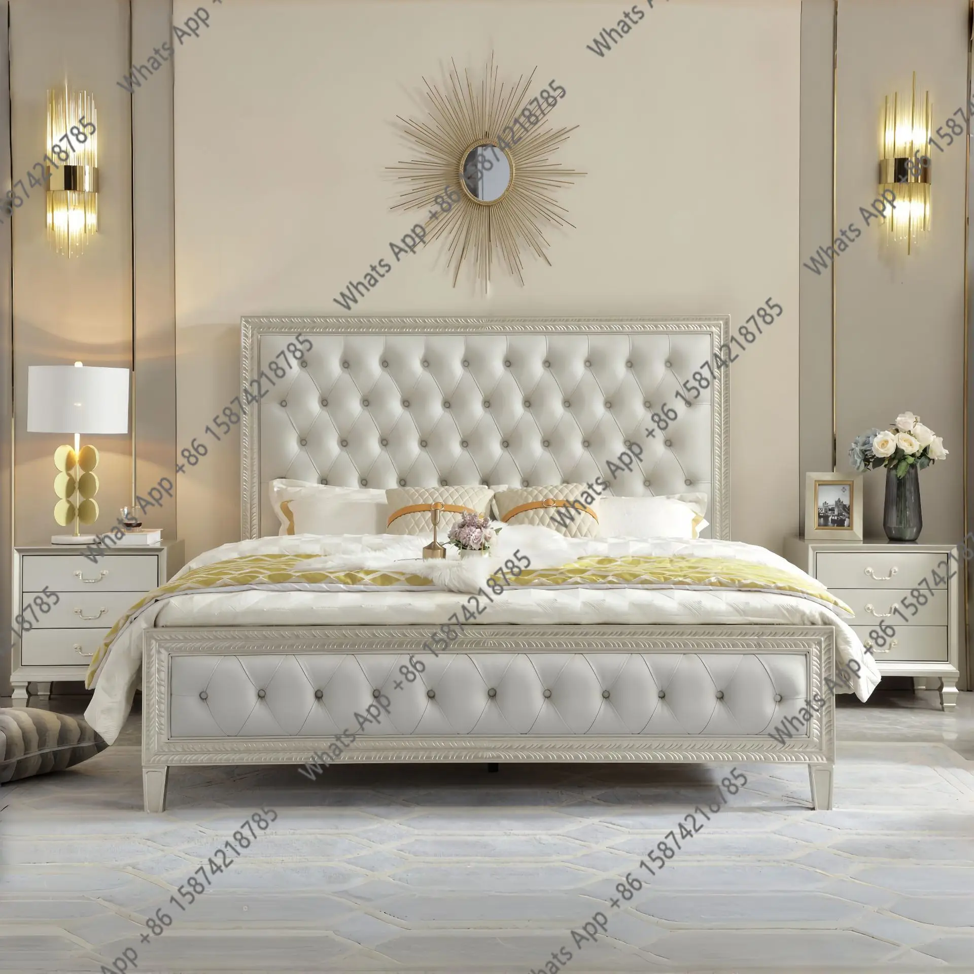 American light luxury solid wood bed 1.8 meters master bedroom double bed French high-end atmosphere high backrest princess wedd
American light luxury solid wood bed 1.8 meters master bedroom double bed French high-end atmosphere high backrest princess wedd