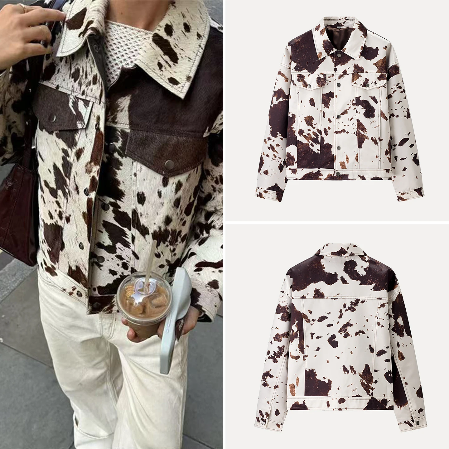 Ele Printed irt Jaet Women's Sle Turn-down Collar Casual Outerwear Stand Fit Other Material 00% for Ladies
Ele Printed irt Jaet Women's Sle Turn-down Collar Casual Outerwear Stand Fit Other Material 00% for Ladies