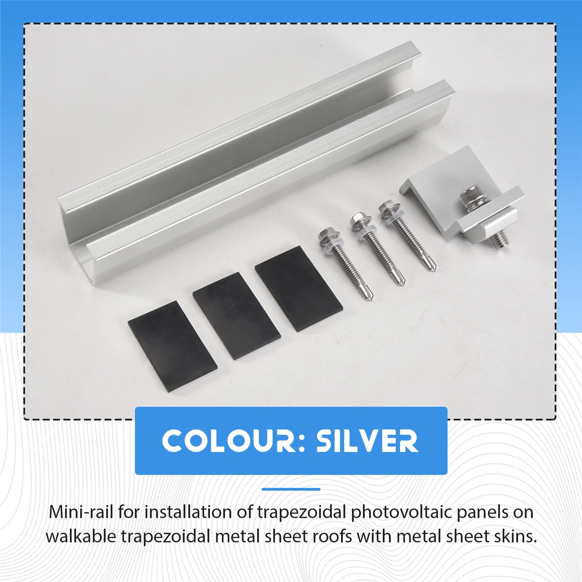 NEW Solar Panel Mount Bracket Photovoltaic Panel Rail Solar Panel Mount Fastening Module with Mid for Trapezoidal Roof 35mm
NEW Solar Panel Mount Bracket Photovoltaic Panel Rail Solar Panel Mount Fastening Module with Mid for Trapezoidal Roof 35mm