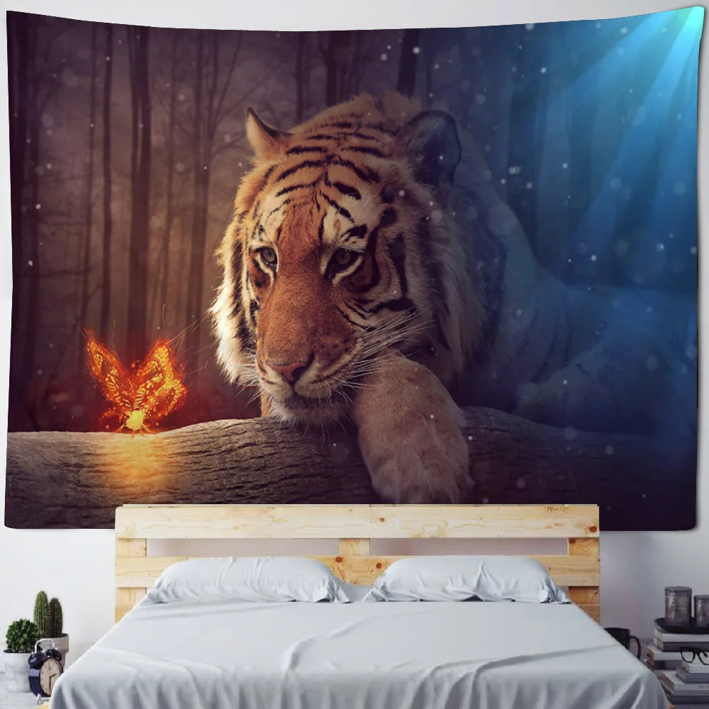 Tiger art tapestry, aesthetic art decoration, wall hanging dreamy cartoon background cloth bedroom and dormitory home decoration
Tiger art tapestry, aesthetic art decoration, wall hanging dreamy cartoon background cloth bedroom and dormitory home decoration