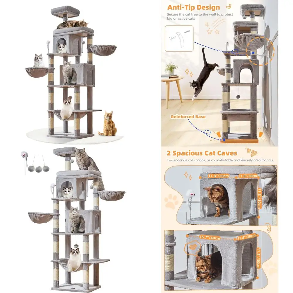 Многоуровневый кошачий комплекс 77 с 2 лежанками, большой платформой, подвесными корзинами, гамаком, 8 когтеточками, светло-серый
Многоуровневый кошачий комплекс 77 с 2 лежанками, большой платформой, подвесными корзинами, гамаком, 8 когтеточками, светло-серый