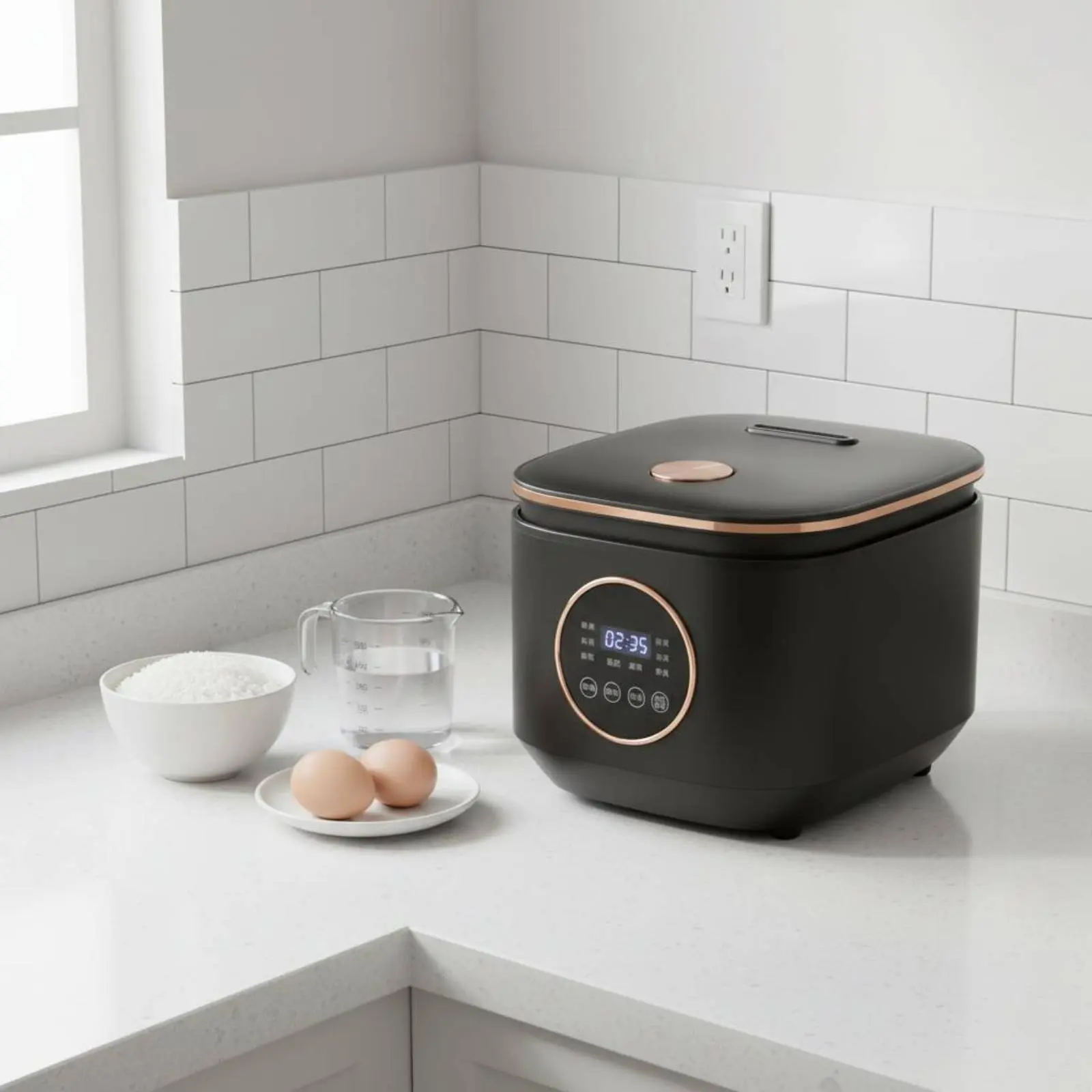 Mini Rice Cooker Timer Delay Multi Function Rice Cooker Small Appliance Easy to Clean Intelligent Temperature Control for Dorm