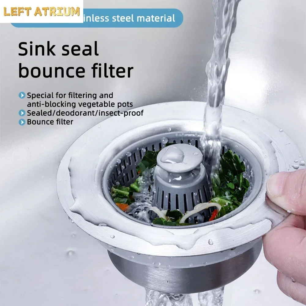 Kitchen Sink Filter Stainless Steel Kitchen Sink Drain Anti-Clogging Pop Up Sink Stopper Hair Catcher Waste Filter Drain Basket
Kitchen Sink Filter Stainless Steel Kitchen Sink Drain Anti-Clogging Pop Up Sink Stopper Hair Catcher Waste Filter Drain Basket