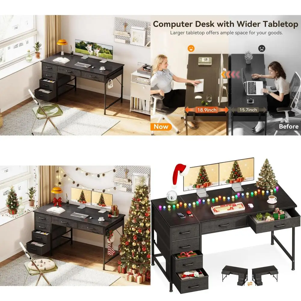 48 Inch Black 6 Drawer Office Desk with Storage, Reversible for Home or Office Use, Ideal for Study or Bedroom
48 Inch Black 6 Drawer Office Desk with Storage, Reversible for Home or Office Use, Ideal for Study or Bedroom