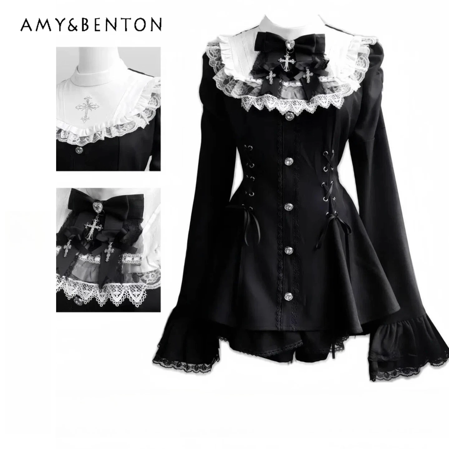 2025 Spring and Autumn New Dark Gothic Style Bell Sleeve Bow Waist Slim Fit Casual Dress and Shorts Two-Piece Set
2025 Spring and Autumn New Dark Gothic Style Bell Sleeve Bow Waist Slim Fit Casual Dress and Shorts Two-Piece Set