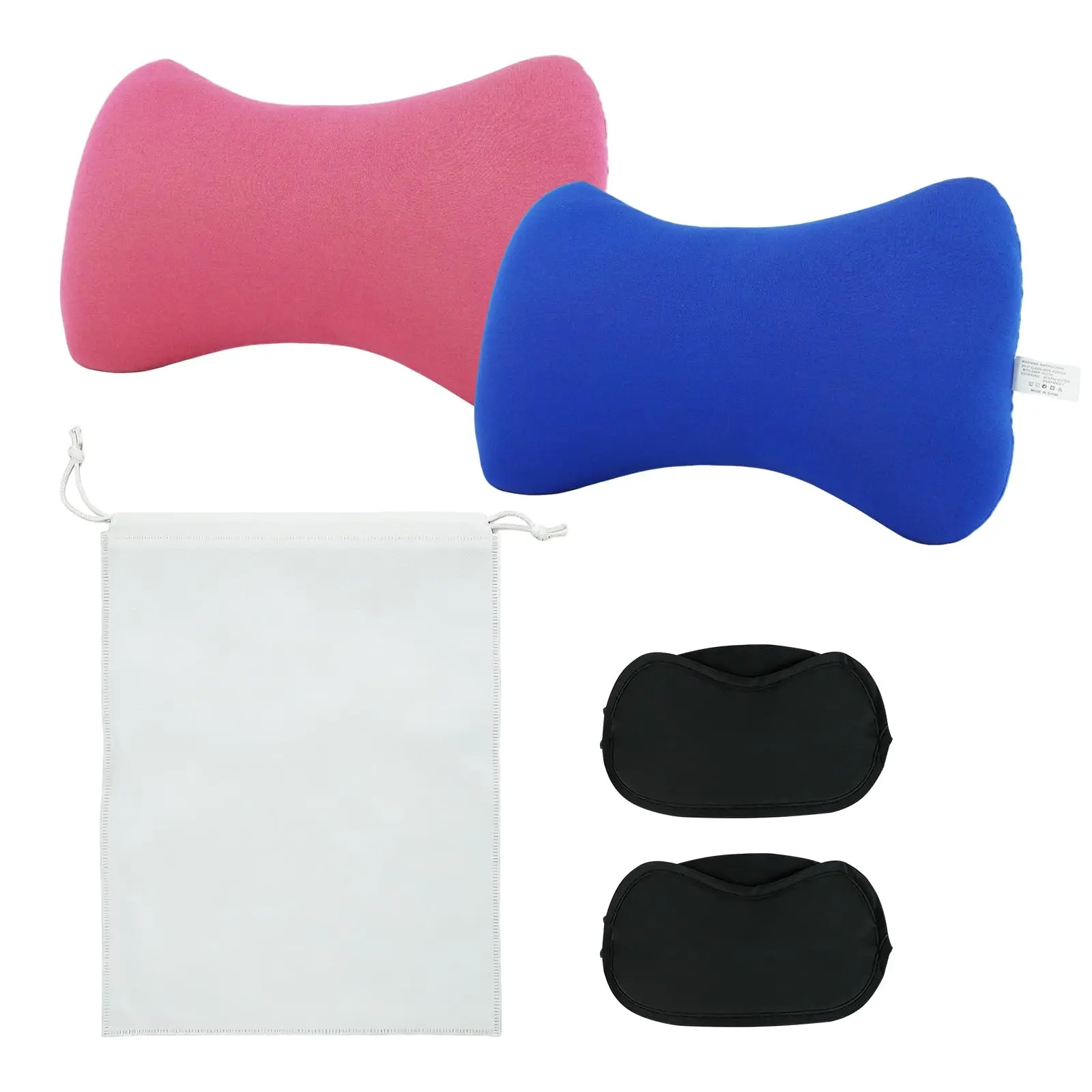 Two Microbead Bone-Shaped Neck Pillows With Black Eye Masks And Mesh Carry Pouch For Travel Home Sleep
Two Microbead Bone-Shaped Neck Pillows With Black Eye Masks And Mesh Carry Pouch For Travel Home Sleep