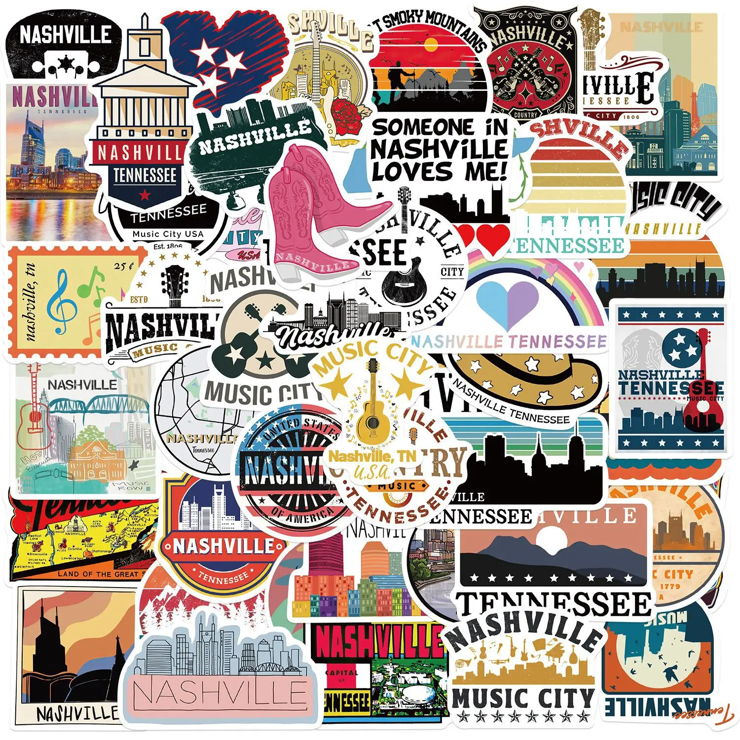 50Pcs Nashville Tennessee Series Stickers Suitcase Phone Case Water Bottle Waterproof Decoration Diy Sticker Packs
50Pcs Nashville Tennessee Series Stickers Suitcase Phone Case Water Bottle Waterproof Decoration Diy Sticker Packs