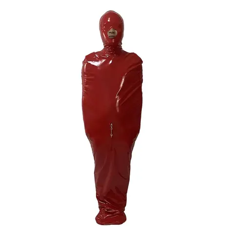 Natural & flexible adults latex bondage bag adults PVC sleeping sack open head and attached front zipper Fetish Rubber Suit
