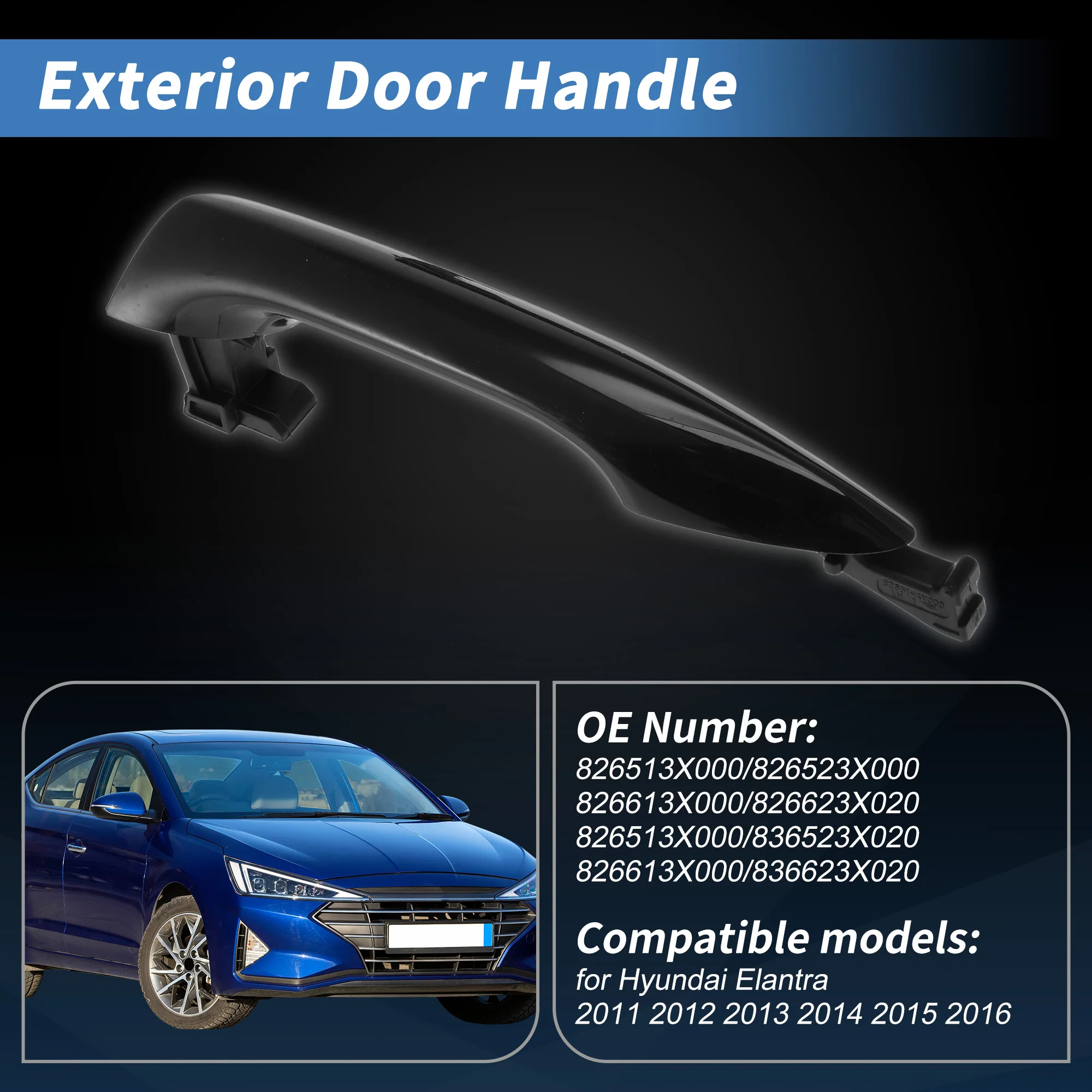 UXCELL Набор наружных дверных ручек из 4 предметов для Hyundai Elantra 11-16 826513X000/826523X000 
UXCELL Набор наружных дверных ручек из 4 предметов для Hyundai Elantra 11-16 826513X000/826523X000