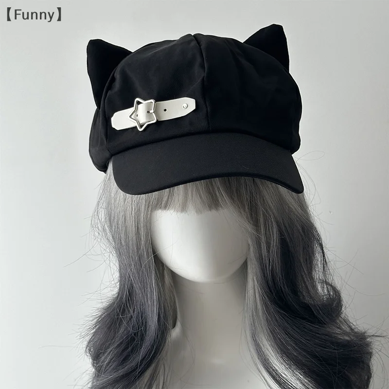 〔Funny〕 Cat's Ears Harajuku Gothic Lolita Beret Y2K Girls' Steampunk Punk Zipper Handmade Sun Hat Cap
〔Funny〕 Cat's Ears Harajuku Gothic Lolita Beret Y2K Girls' Steampunk Punk Zipper Handmade Sun Hat Cap