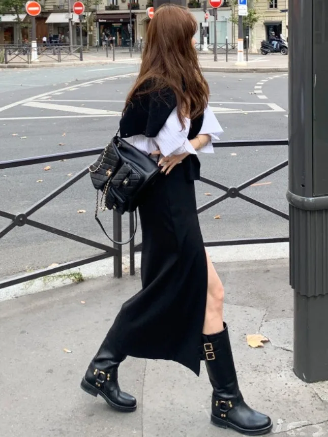 Slimming High Waist Asymmetrical Slit Long Skirt Women's Faion Commute Sle Midi Skirt Ele Chic Autumn Choice 
Slimming High Waist Asymmetrical Slit Long Skirt Women's Faion Commute Sle Midi Skirt Ele Chic Autumn Choice