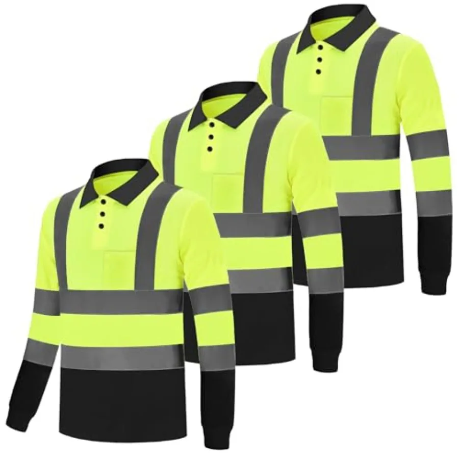 3 Pack High Visibility Shirts Long Sleeve Hi Vis Reflective Safety Shirts with Pocket for Men
3 Pack High Visibility Shirts Long Sleeve Hi Vis Reflective Safety Shirts with Pocket for Men