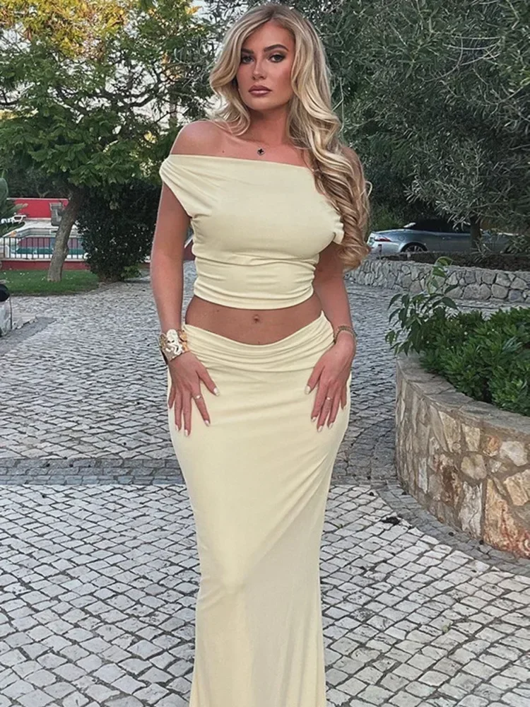 Chaxiaoa Sexy Skirt Two Pieces Sets For Women Sleeveless Slim Fit Off-shoulder Crop Top And Long Skirt Sexy Two Pieces Sets
Chaxiaoa Sexy Skirt Two Pieces Sets For Women Sleeveless Slim Fit Off-shoulder Crop Top And Long Skirt Sexy Two Pieces Sets