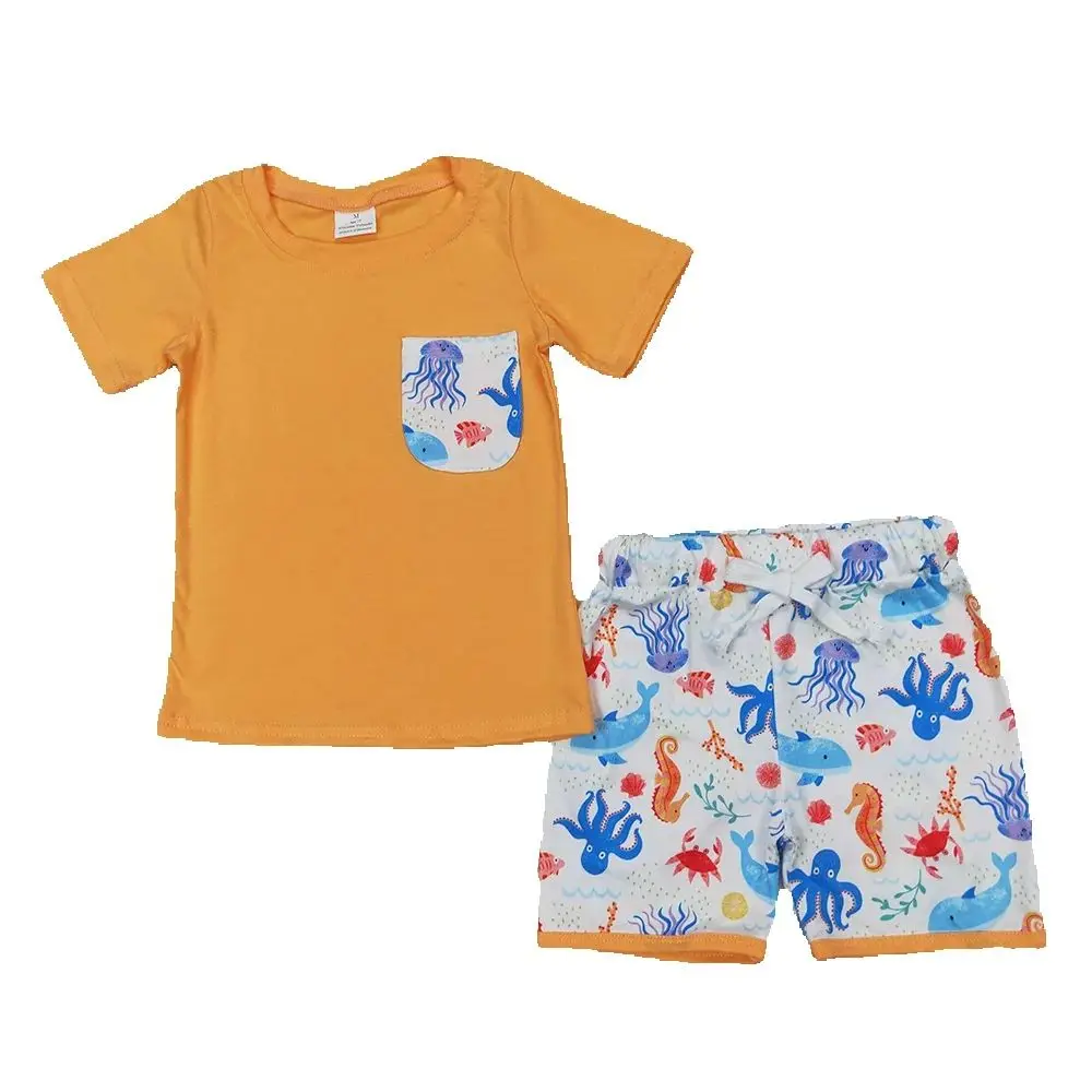 BSSO1299 baby boys summer boys outfits Orange Pocket Top Sea Animals Shorts Clothes Sets
BSSO1299 baby boys summer boys outfits Orange Pocket Top Sea Animals Shorts Clothes Sets