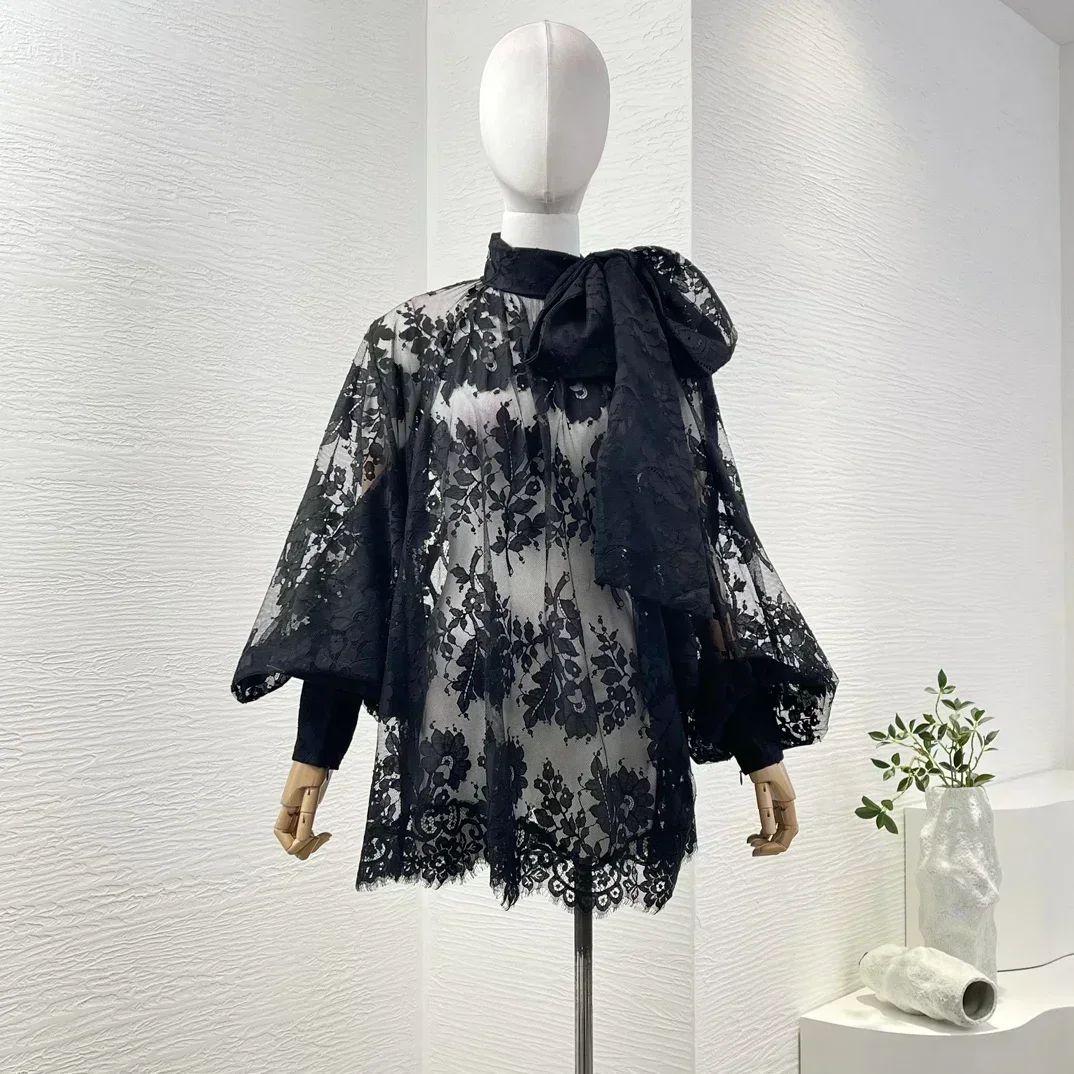2025 Women Beige Tops New Collection All-matching Vintage Long Sleeve Lace See Through Women Black Blouse
2025 Women Beige Tops New Collection All-matching Vintage Long Sleeve Lace See Through Women Black Blouse