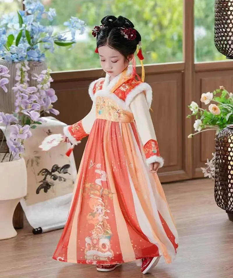 Новое осенне-зимнее китайское платье Hanfu для девочек в стиле ретро 
Новое осенне-зимнее китайское платье Hanfu для девочек в стиле ретро