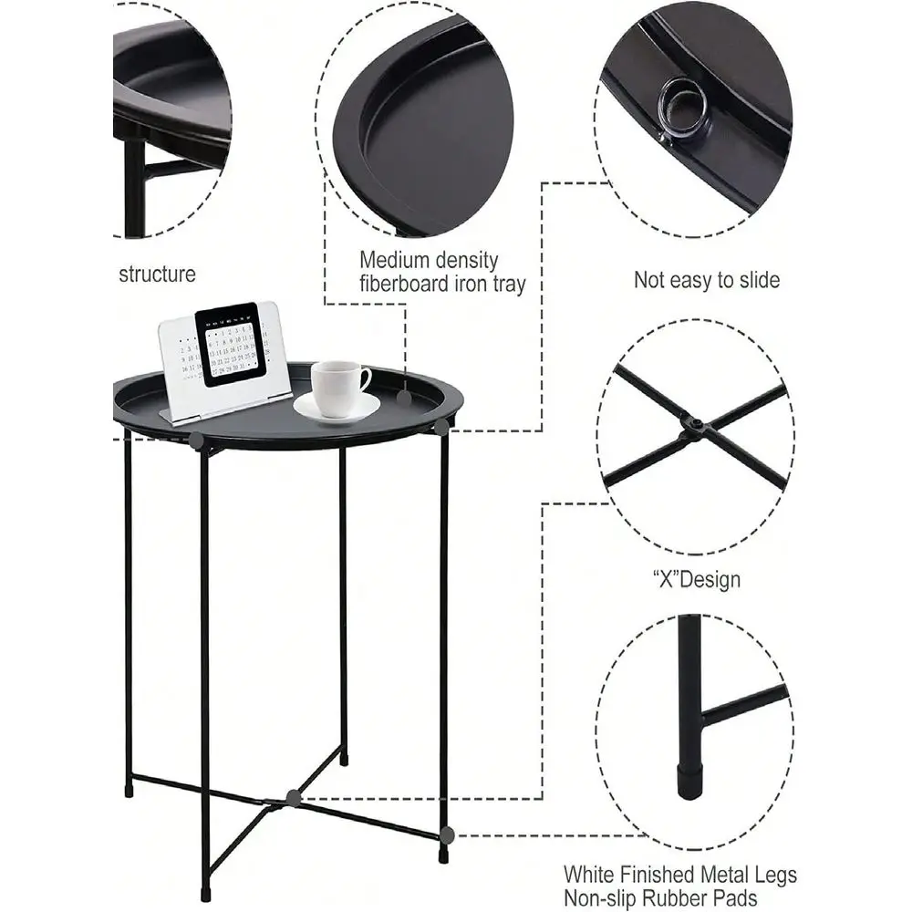Tray Metal Side Table 2PC Black Round End Table Cyan Sofa Small Accent FoldAble Table, Round End Table Tray, Next To Sofa Table
Tray Metal Side Table 2PC Black Round End Table Cyan Sofa Small Accent FoldAble Table, Round End Table Tray, Next To Sofa Table