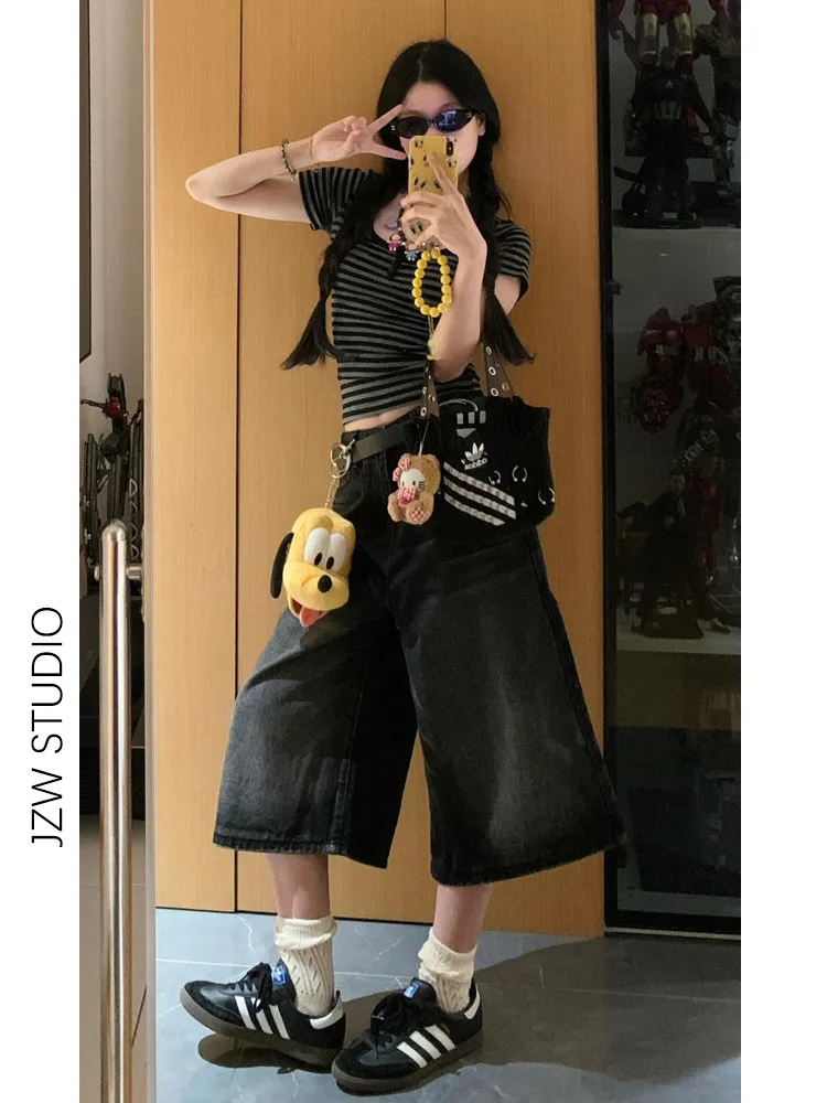 High Waist Wide Leg Denim Shorts Women's Loose Slimming Summer New Style Black Grey Casual Wear Comfortable Fit Mid-Calf Pants
High Waist Wide Leg Denim Shorts Women's Loose Slimming Summer New Style Black Grey Casual Wear Comfortable Fit Mid-Calf Pants