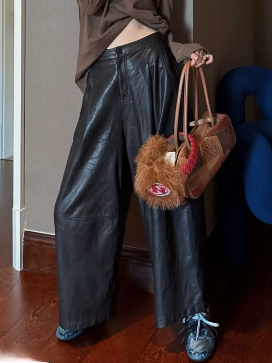 High-End eepskin Casual High-Waist Elastic Waist Women's Pants Autumn Winter Loose Wide Leg Pants with Big kets
High-End eepskin Casual High-Waist Elastic Waist Women's Pants Autumn Winter Loose Wide Leg Pants with Big kets
