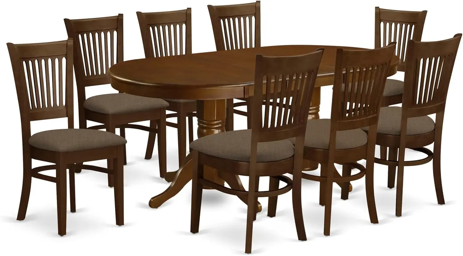 VANC9-ESP-C 9 Piece Modern Dining Table Set Includes an Oval Wooden Table with Butterfly Leaf and 8 Linen Fabric Upholstered Din
VANC9-ESP-C 9 Piece Modern Dining Table Set Includes an Oval Wooden Table with Butterfly Leaf and 8 Linen Fabric Upholstered Din