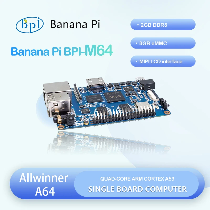 Banana Pi BPI-M64 AllWinner A64 64-битный четырехъядерный мини-одноплатный компьютер с аппаратным обеспечением с открытым исходным кодом
Banana Pi BPI-M64 AllWinner A64 64-битный четырехъядерный мини-одноплатный компьютер с аппаратным обеспечением с открытым исходным кодом