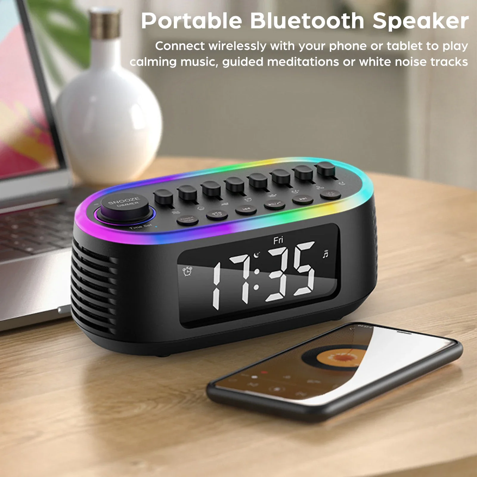 RGB Bluetooth Speaker White Noise Music Box Sleep Aid Soundbar Timed Shutdown Machine Mic 8 Group Nature Sound Kids Adult Gift
RGB Bluetooth Speaker White Noise Music Box Sleep Aid Soundbar Timed Shutdown Machine Mic 8 Group Nature Sound Kids Adult Gift