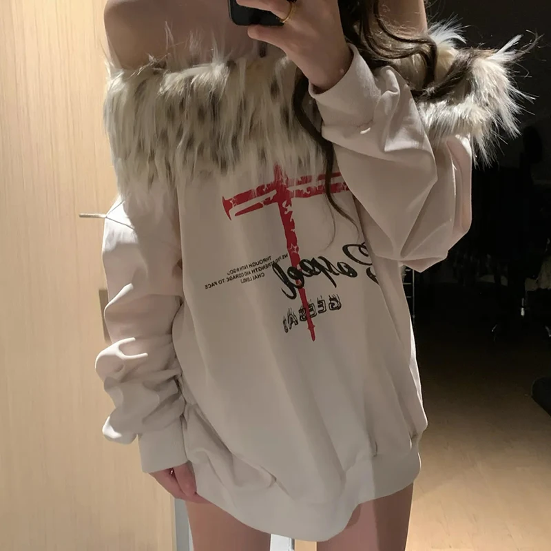 Y2K футболки Ropa Mujer большие топы с разрезом на шее и длинными рукавами сексуальные футболки модная футболка с открытыми плечами с принтом женская одежда 
Y2K футболки Ropa Mujer большие топы с разрезом на шее и длинными рукавами сексуальные футболки модная футболка с открытыми плечами с принтом женская одежда