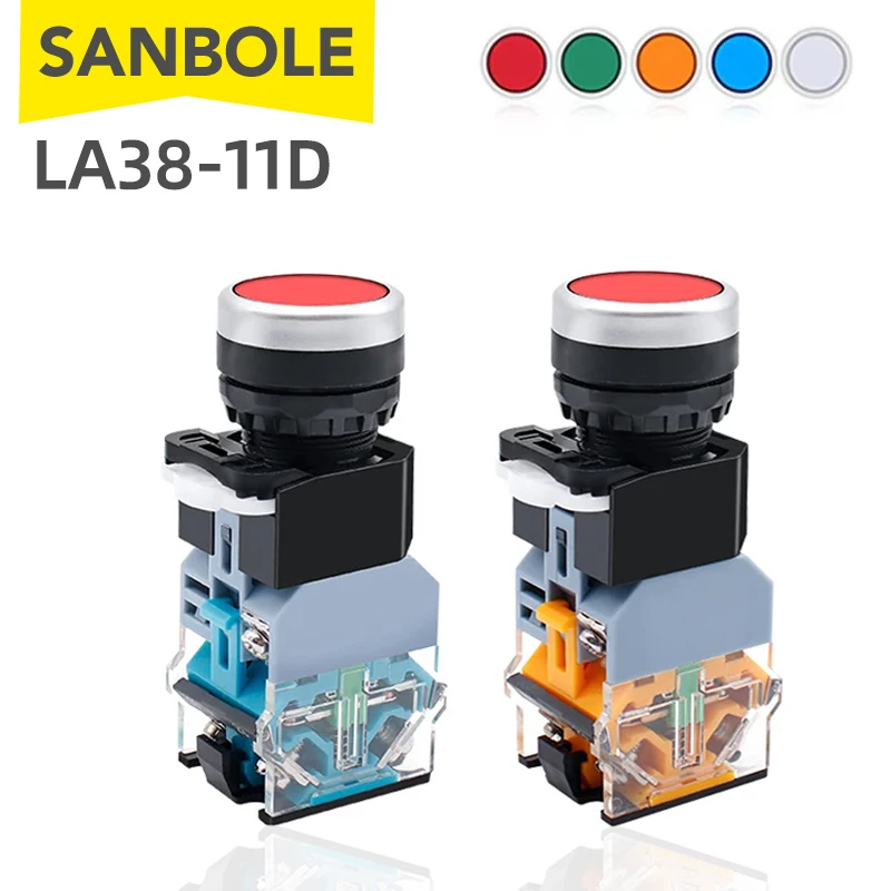 LA38-11D 11DN Push Button Switch 22mm Mount With LED Lamp Reset Self-Locking Flat Head Control Circuit Power
LA38-11D 11DN Push Button Switch 22mm Mount With LED Lamp Reset Self-Locking Flat Head Control Circuit Power