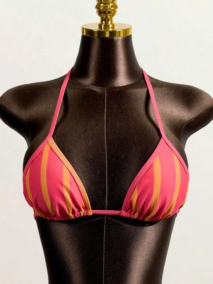Womens Striped Triangle Bikini Top High Stretch Beach Swimwear
Womens Striped Triangle Bikini Top High Stretch Beach Swimwear