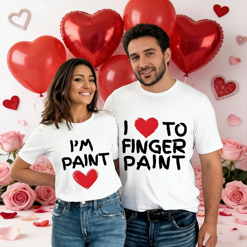 Забавная футболка с принтом «I'm Paint/I Love To Finger Paint», женские и мужские футболки с короткими рукавами, модные топы для пар, подарки на День святого Валентина
Забавная футболка с принтом «I'm Paint/I Love To Finger Paint», женские и мужские футболки с короткими рукавами, модные топы для пар, подарки на День святого Валентина