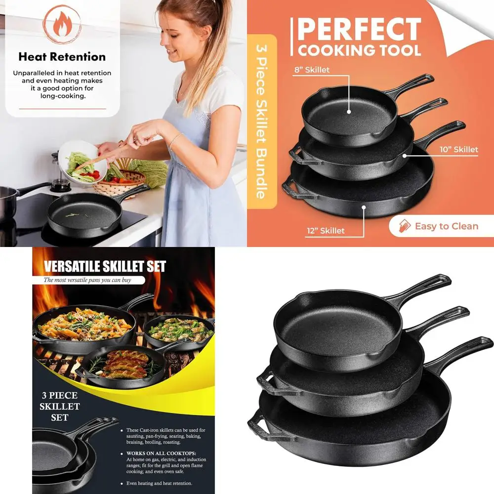 Набор из 3-х антипригарных сковородок: для жарки, для гриля и для духовки, предварительно пропитанные, черные
Набор из 3-х антипригарных сковородок: для жарки, для гриля и для духовки, предварительно пропитанные, черные