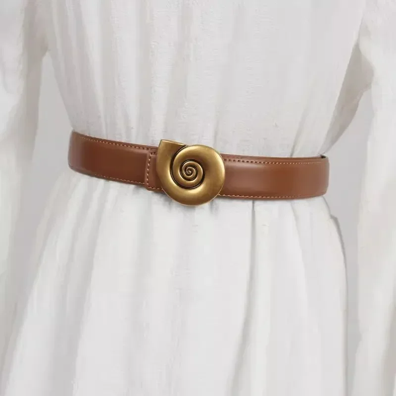New Women's Shell Buckle Versatile Belt Fashion Vintage Genuine Leather cummerbunds Female Dress Corsets Waistband Belts
New Women's Shell Buckle Versatile Belt Fashion Vintage Genuine Leather cummerbunds Female Dress Corsets Waistband Belts