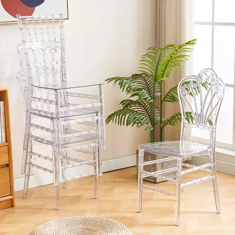 Modern Light Luxury Hotel Banquet Chair Transparent Crystal Chair Outdoor Garden Wedding Plastic Chair Acrylic Dining Chairs