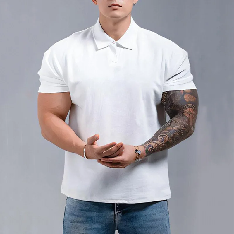 Summer simple solid color Chinese style polo Henley collar sporty casual breathable fitness cuffed short sleeve T-shirt for men
Summer simple solid color Chinese style polo Henley collar sporty casual breathable fitness cuffed short sleeve T-shirt for men