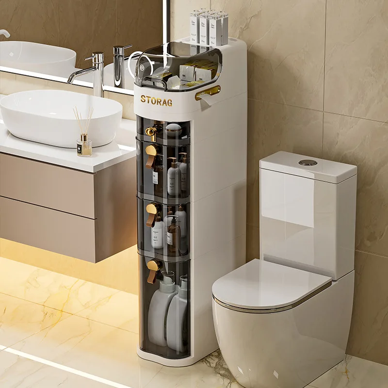 Household drawer type crevice cabinet, bathroom side seam rack, plastic locker, multi-layer dust-proof belt wheel narrow seam
Household drawer type crevice cabinet, bathroom side seam rack, plastic locker, multi-layer dust-proof belt wheel narrow seam
