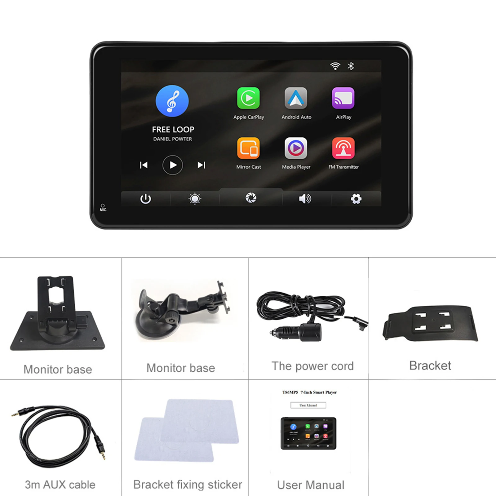 7 Inch Car Smart Player 2.5D Car Desktop Monitor Portable CarPlay Multimedia Android Auto Airplay Mirrorlink FM transmitter
7 Inch Car Smart Player 2.5D Car Desktop Monitor Portable CarPlay Multimedia Android Auto Airplay Mirrorlink FM transmitter