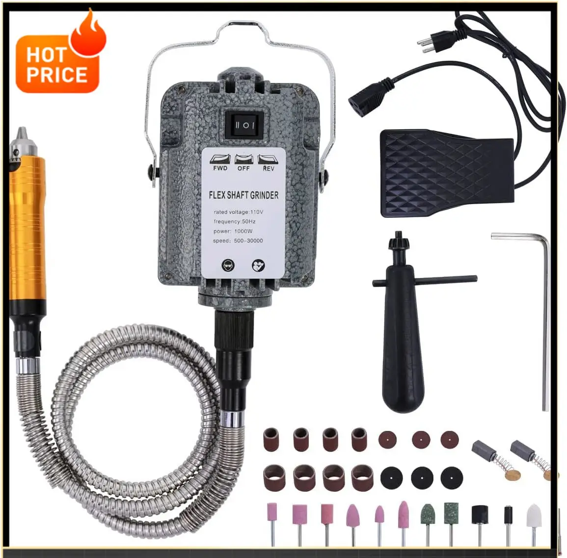 Бестселлер: Электрический роторный инструмент с гибким валом 1000 Вт, 30000 об/мин, с ножной педалью управления, подвесной шлифовальный станок-гравер с функцией прямого и обратного хода
Бестселлер: Электрический роторный инструмент с гибким валом 1000 Вт, 30000 об/мин, с ножной педалью управления, подвесной шлифовальный станок-гравер с функцией прямого и обратного хода