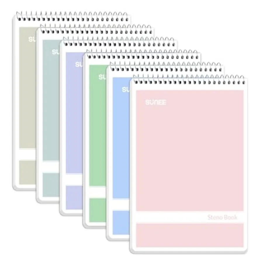 Steno Pads 6x9 6 Pack, Gregg Rule, 60 Sheets, 6 Assorted Color Spiral Notebook 6x9, White Paper, Take Notes with Top Spiral Not
Steno Pads 6x9 6 Pack, Gregg Rule, 60 Sheets, 6 Assorted Color Spiral Notebook 6x9, White Paper, Take Notes with Top Spiral Not