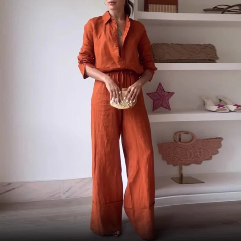 2025 Spring Summer New Solid Color Shirts And Straight Pants Sets Casual High Waisted Pocket Pants Set Chic Lapel Button Top Set
2025 Spring Summer New Solid Color Shirts And Straight Pants Sets Casual High Waisted Pocket Pants Set Chic Lapel Button Top Set