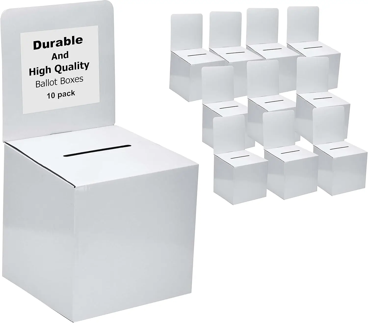 White Corrugated Ballot Box 10-Pack for Donations, Raffle Tickets & Suggestions with Wide Slot
White Corrugated Ballot Box 10-Pack for Donations, Raffle Tickets & Suggestions with Wide Slot
