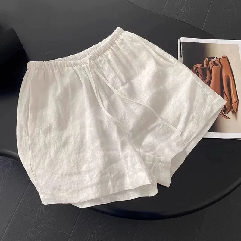 2026 Women Summer Linen White Shorts Casual Solid Two Pockets High Waist Shorts Woman Soft Cool Baggy Hot Lace Up Short Pants
2026 Women Summer Linen White Shorts Casual Solid Two Pockets High Waist Shorts Woman Soft Cool Baggy Hot Lace Up Short Pants