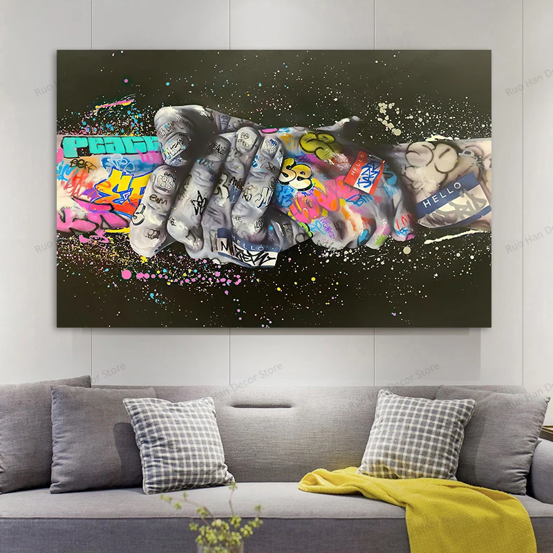 Modern Street Graffiti Art Canvas Painting Hand in Hand Posters and Prints Wall Art Pictures for Living Room Home Decoration
Modern Street Graffiti Art Canvas Painting Hand in Hand Posters and Prints Wall Art Pictures for Living Room Home Decoration