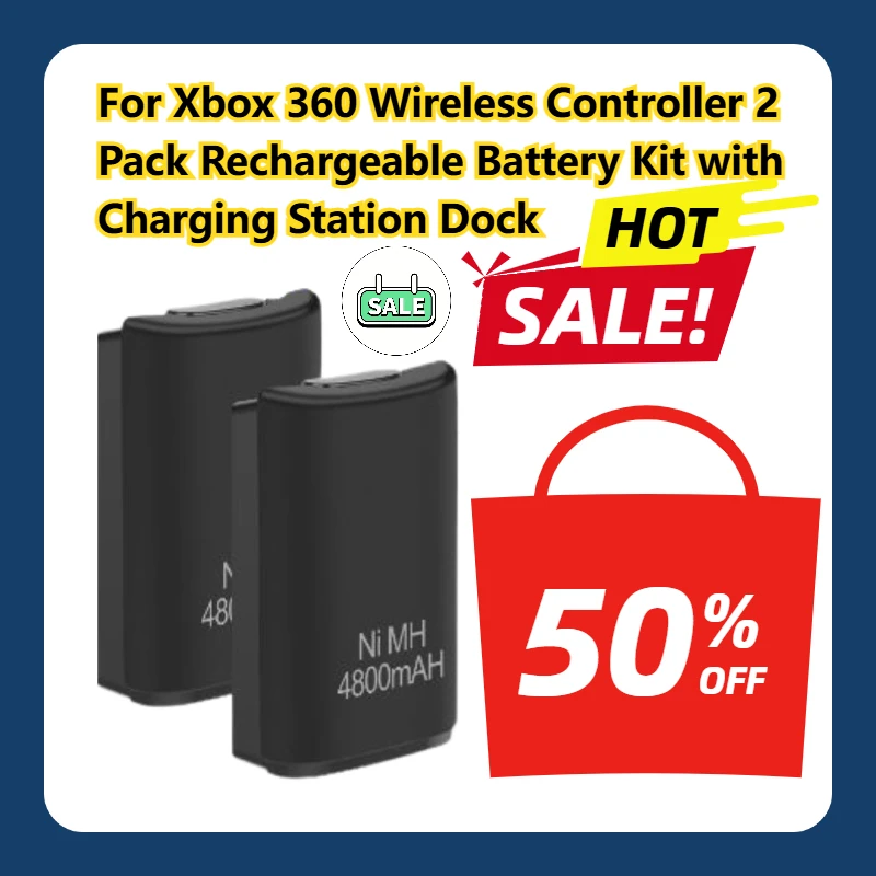 For Xbox 360 Wireless Controller 2 Pack Rechargeable Battery Kit with Charging Station Dock
For Xbox 360 Wireless Controller 2 Pack Rechargeable Battery Kit with Charging Station Dock