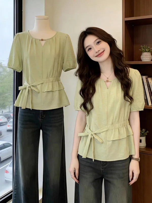 Light Green Short Sleeve Shirt Women's Summer New Big Size Fat MM Anti-Aging Small Shirt Belt Waist Inward Top Korean Style C...
Light Green Short Sleeve Shirt Women's Summer New Big Size Fat MM Anti-Aging Small Shirt Belt Waist Inward Top Korean Style C...