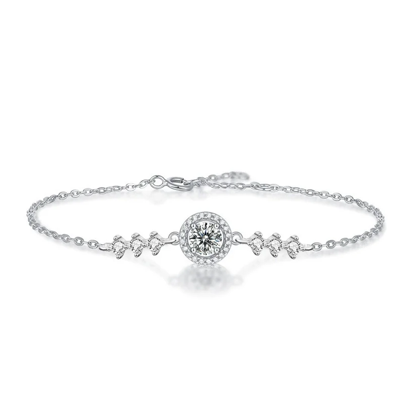 S925 sterling silver women's bracelet plated with white gold, moissanite round, popular fashion jewelry, party accessories
S925 sterling silver women's bracelet plated with white gold, moissanite round, popular fashion jewelry, party accessories