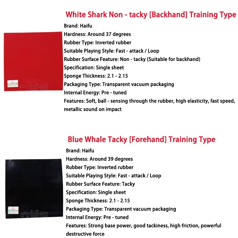 Haifu shark/whalie Table Tennis Rubber Pips-in Sticky/No-Sticky ITTF Approved Internal Energy Attack Ping Pong Rug for Training
Haifu shark/whalie Table Tennis Rubber Pips-in Sticky/No-Sticky ITTF Approved Internal Energy Attack Ping Pong Rug for Training
