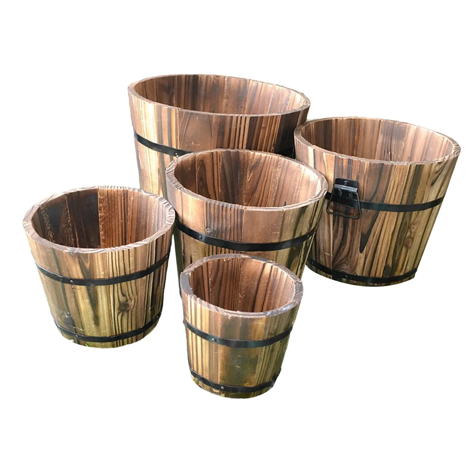 5Pcs Wooden Flower Pot Barrel Planter Rustic Farmhouse Windowsill (in Different Size) Multifunctional with Handles
5Pcs Wooden Flower Pot Barrel Planter Rustic Farmhouse Windowsill (in Different Size) Multifunctional with Handles
