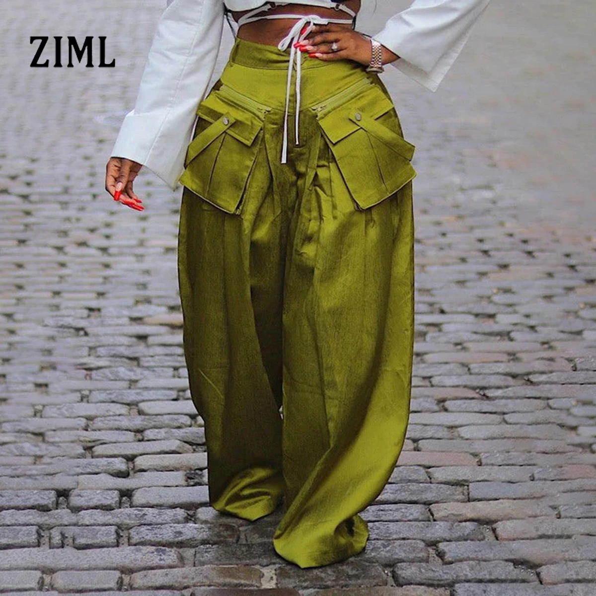 ZIML Spliced Zipper Chic Design Sense Trousers For Women High Waist Patchwork Pockets Casual Loose Wide Leg Pants Female Fashion
ZIML Spliced Zipper Chic Design Sense Trousers For Women High Waist Patchwork Pockets Casual Loose Wide Leg Pants Female Fashion